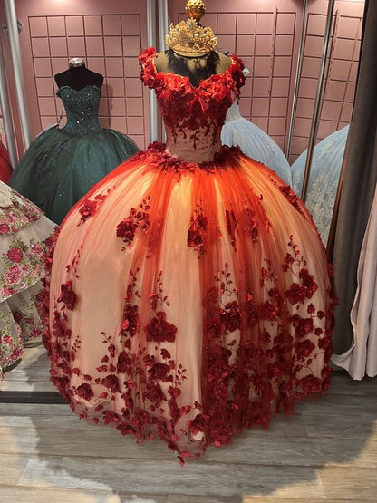 Burgundy quinceañera dress Ball Gown Prom Dresses Evening Gown    fg2868