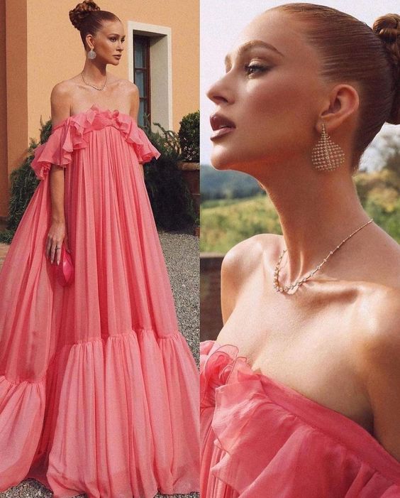 Pink long formal prom dress, long evening party Gown     fg897