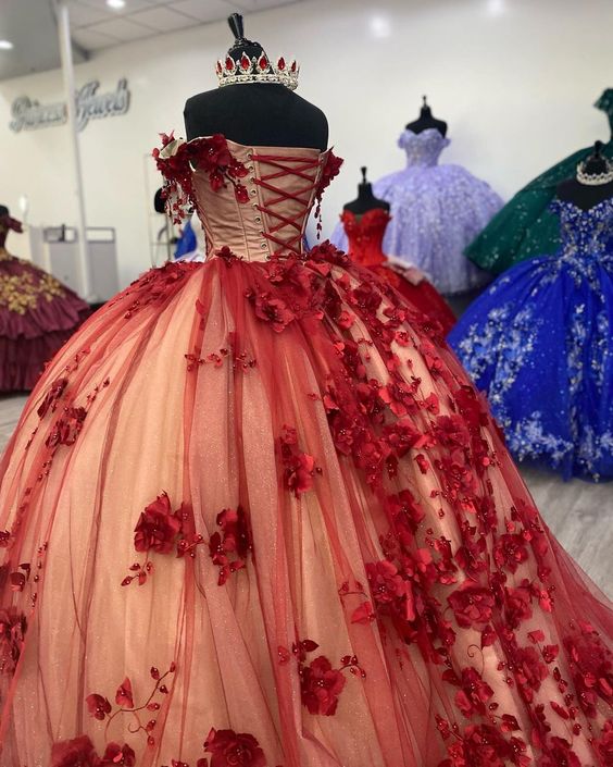 Burgundy quinceañera dress Ball Gown Prom Dresses Evening Gown    fg2868
