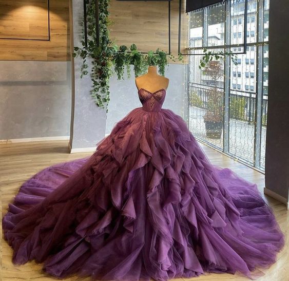 Purple quinceañera dress Ball Gown Prom Dresses Evening Gown    fg2801