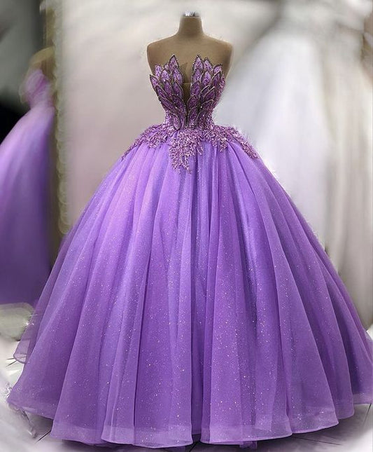 Purple Ball Gown Prom Dresses Long Sexy Prom Dress   fg2772