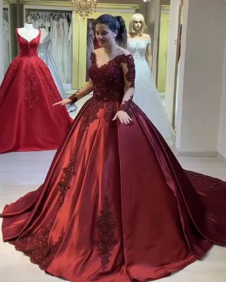 burgundy Ball Gown Evening Dress prom gown       fg1647