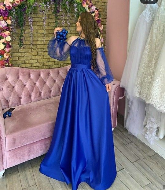 Blue Prom Dresses Elegant Long Formal Dress    fg1294