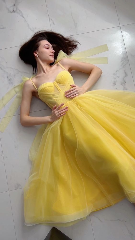 Fashion new prom dress yellow party dress evening dress    fg2047