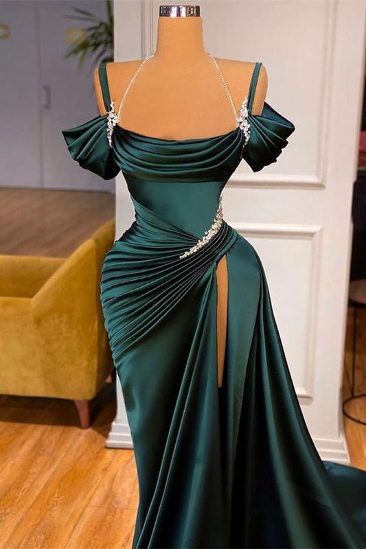 Elegant Stunning Off-the-Shoulder Mermaid Prom Dress Ruffles With Split    fg1331