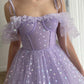 PURPLE TULLE SHORT A LINE PROM DRESS EVENING DRESS   fg2657
