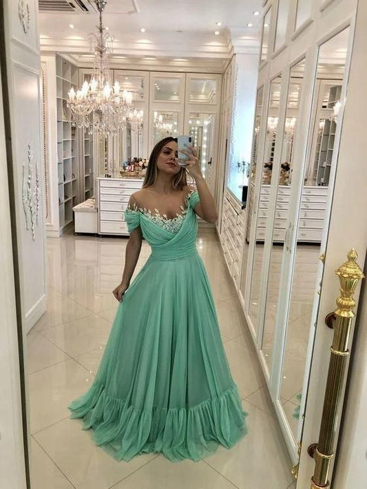 Simple Chiffon Long Prom Dress Modest Evening Dress     fg2029