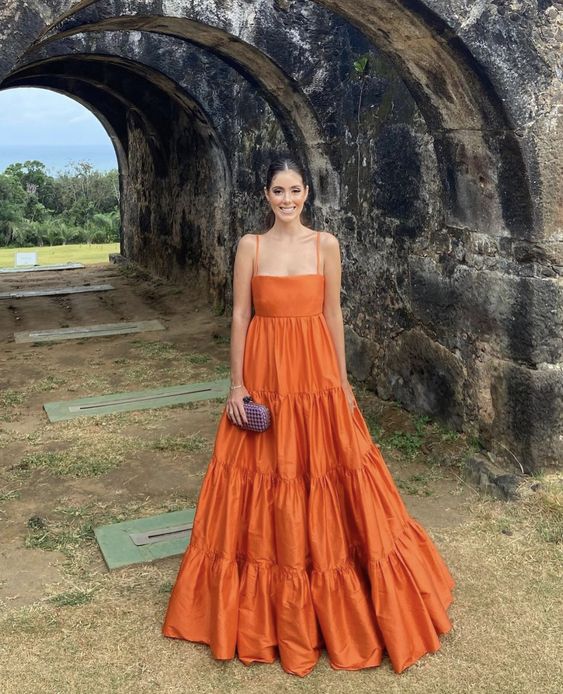 A line orange long prom dress, fashion evening dress      fg3334