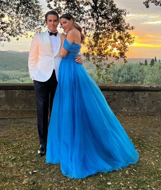 Off The Shoulder Blue long prom dress,  evening dress      fg3292