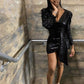 Black V Neck Sequins Short Party Dress 16th Birthday Homecoming Dress      fg2456
