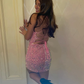 Stunning Pink Sequin Bodycon Mini Party Dress with Lace Up Back,Cocktail Dresses    fg2970