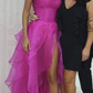 Hot Pink Simple evening dresses long prom dress     fg3007