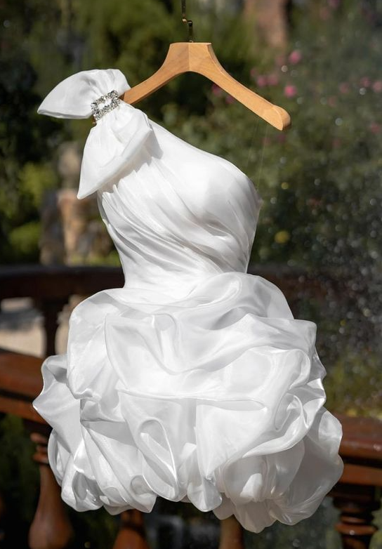 WHITE SHORT PROM DRESS, GRADUATION HOMECOMING DRESSES    fg1313