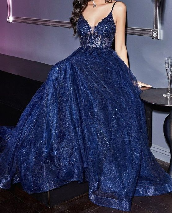 a-line blue prom dresses shinny praty gown     fg1225