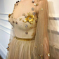 Chic Prom Dresses,A-Line Prom Dress,Scoop Prom Dresses,Long Sleeve Prom Dress,Gold Prom Dresses,Long Prom Dress    fg1802