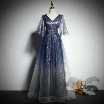 A-line navy blue bridesmaid dress evening dress new prom dress party gowns     fg194