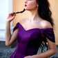 Purple satin long A-line prom dress evening dress    fg26