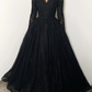 Black romantic wedding dress lace dress with buttons      fg361