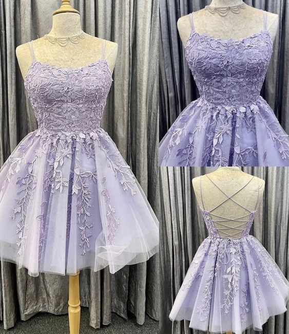 Lavender Knee Length Short Hoco Party Dress short prom dress      fg439