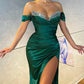 Off-The-Shoulder V-Neck Beaded Decorate Empire Split-Side Evening Maxi Dress Prom Dresses       fg526