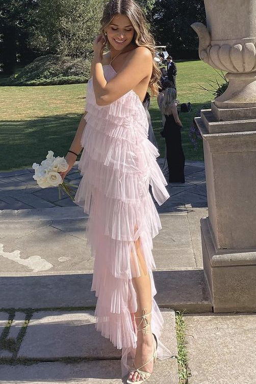 Unique Halter Layered Tulle Prom Dresses, New Long Bridesmaid Dresses     fg537