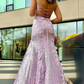 Sweetheart Neck Backless Mermaid Purple Long Prom Dresses, Mermaid Purple Lace Formal Graduation Evening Dresses    fg827