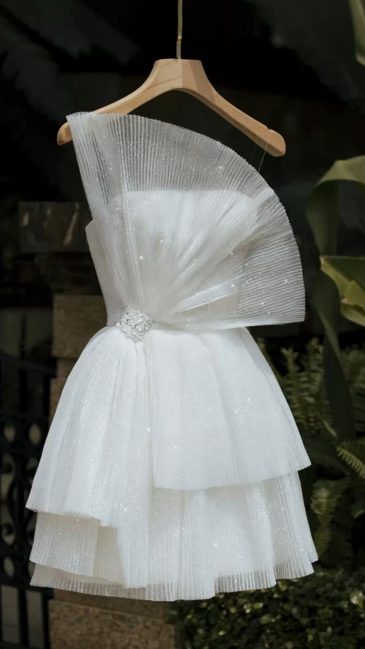 White Homecoming Dress, Princess Strapless Short Prom Dress       fg840