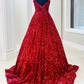 Sequin Backless A-Line Long Prom Gown        fg951
