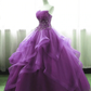 Purple Ball Gown Organza and Tulle Sweet 16 Dress with Lace Appique, Purple Formal Gown    fg99