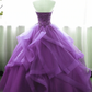 Purple Ball Gown Organza and Tulle Sweet 16 Dress with Lace Appique, Purple Formal Gown    fg99